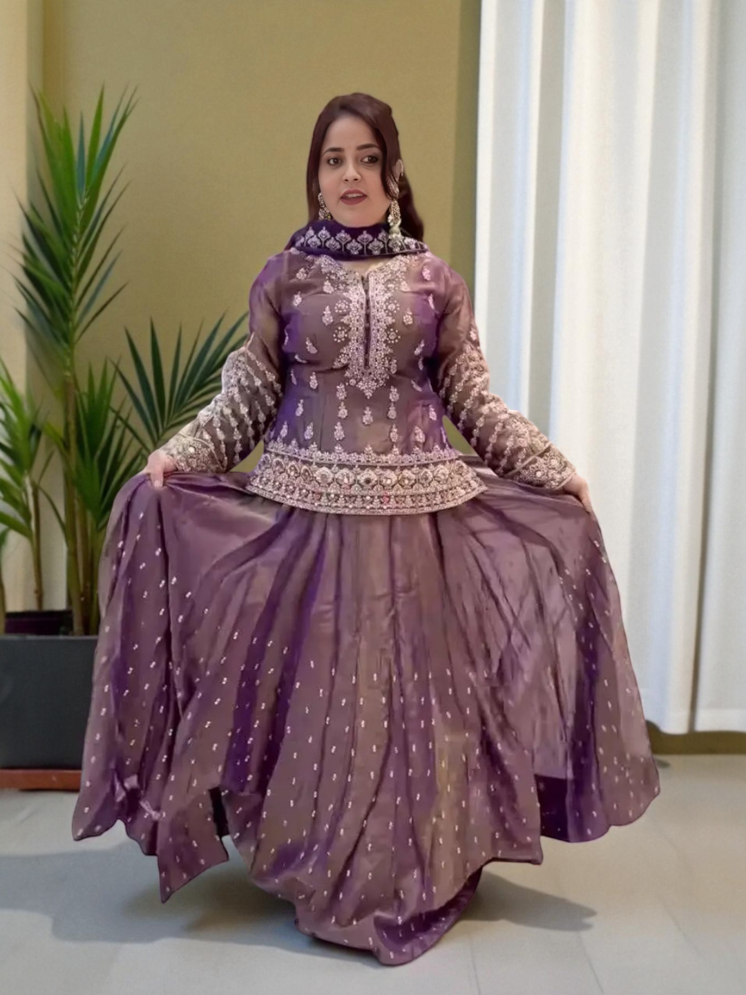 Women's Simmer Silk Lehenga Choli Purple – Regular Fit