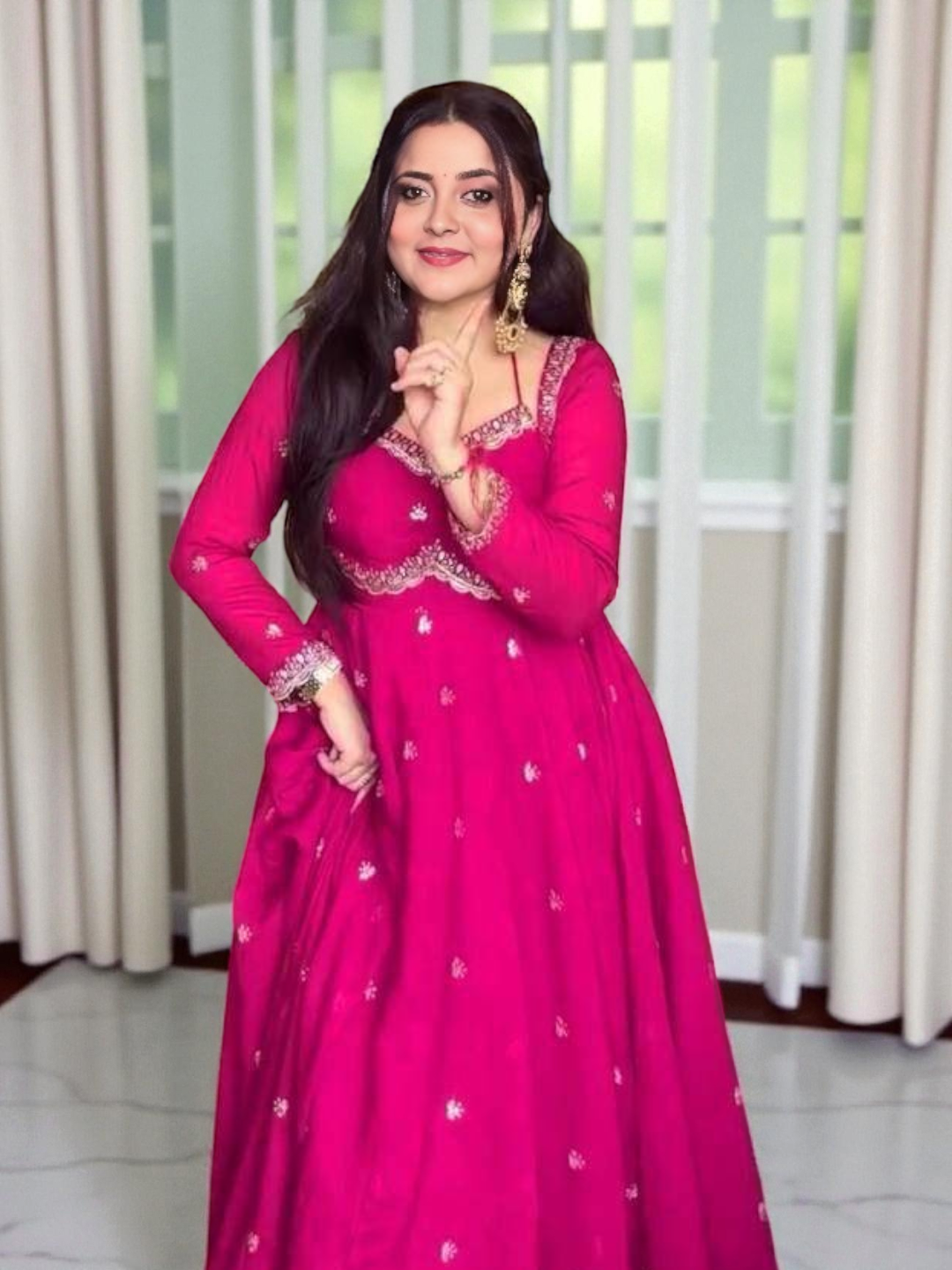 Women's Heavy Georgette Kurta Set Pink – Sequined