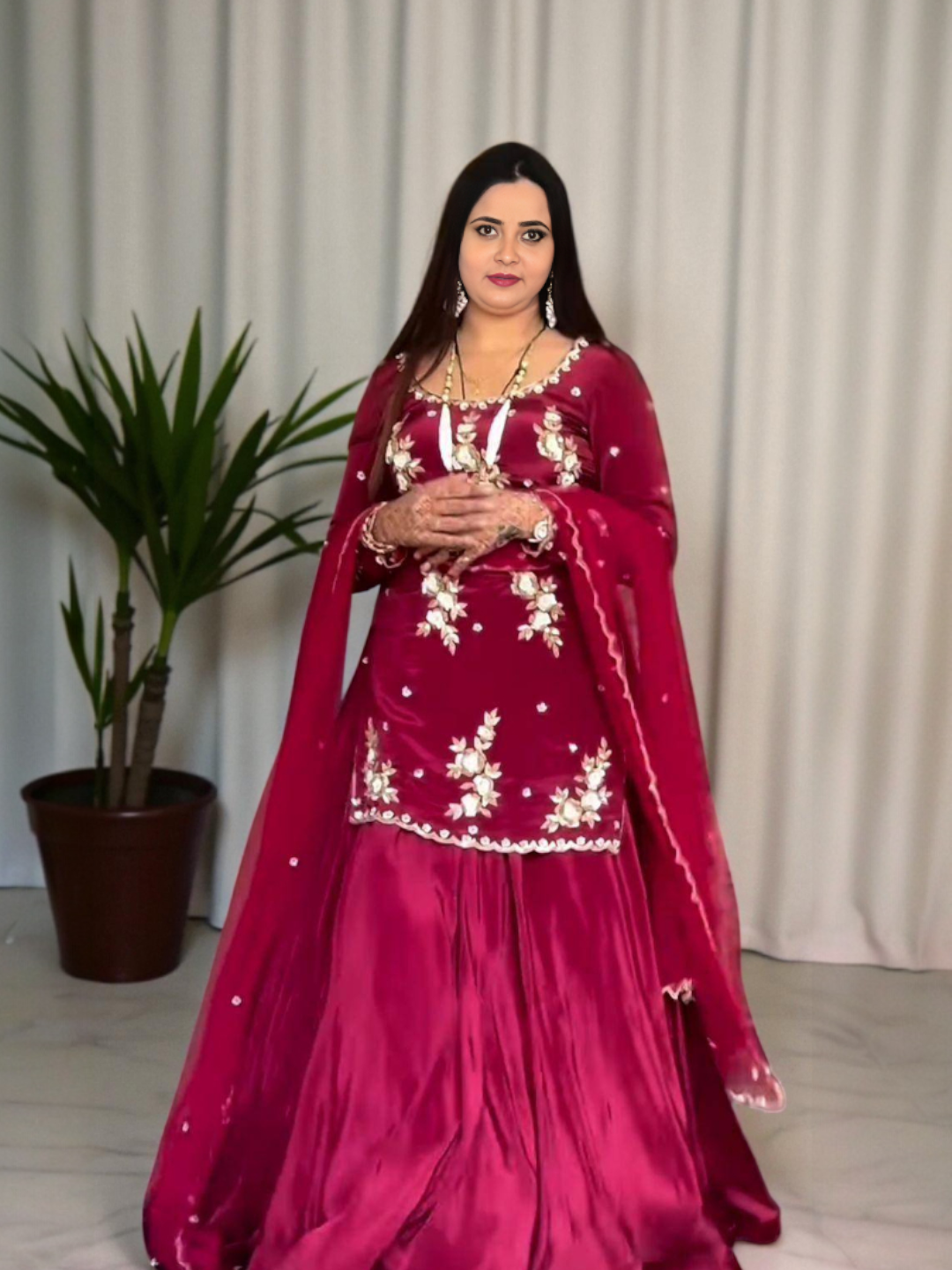 Women's Natural Crepe Silk Lehenga Choli Pink – Regular Fit