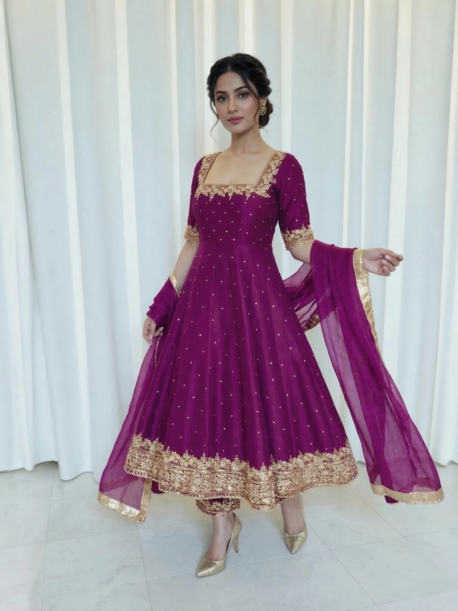Women's Silk Palazzo Set Purple – Sequined