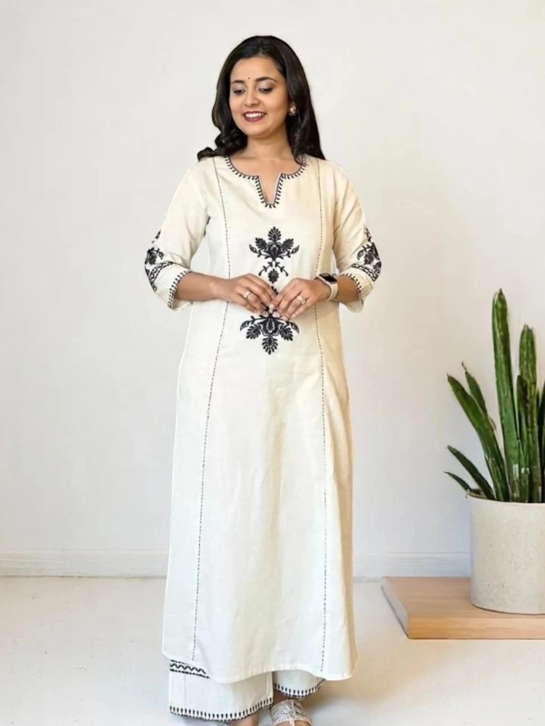 Off-White Printed Cotton Co-Ord Set