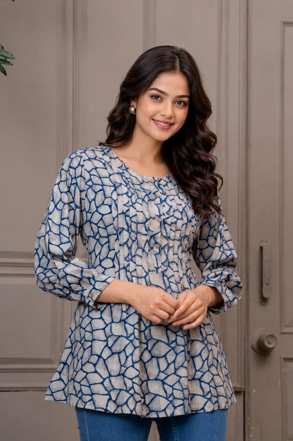 Purple Square Neck Pure Cotton Kurti