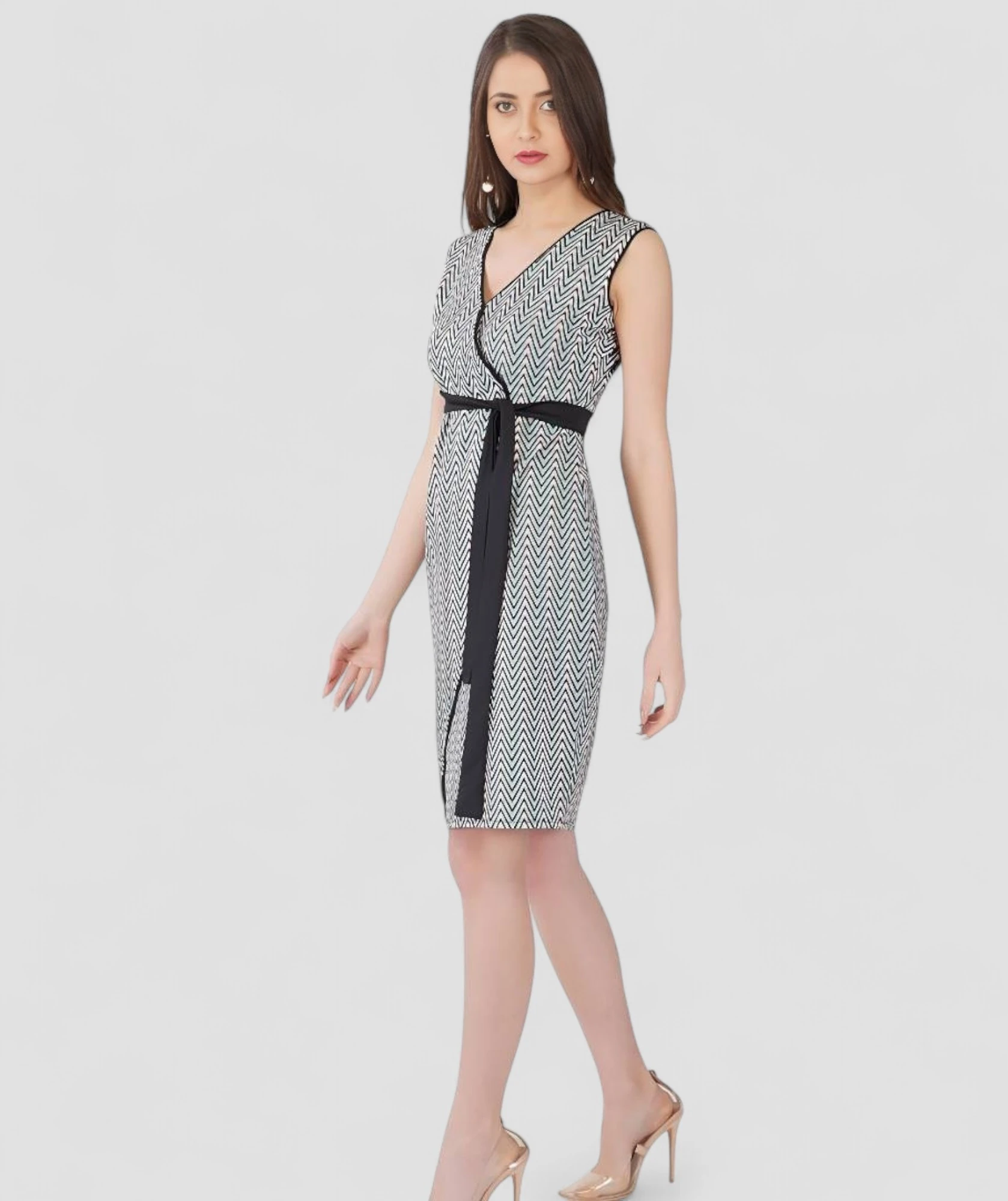 Black Printed Bodycon Dress