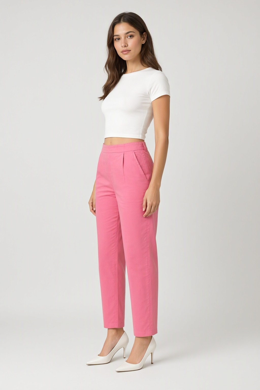 Women's Cotton Flex Pleated Pant Pink — view 2