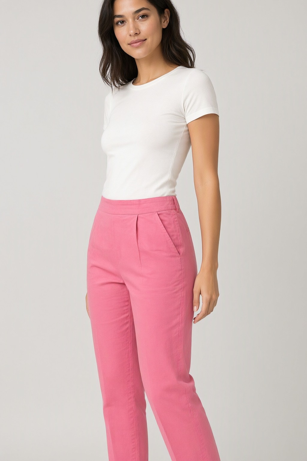 Women's Cotton Flex Pleated Pant Pink — view 3