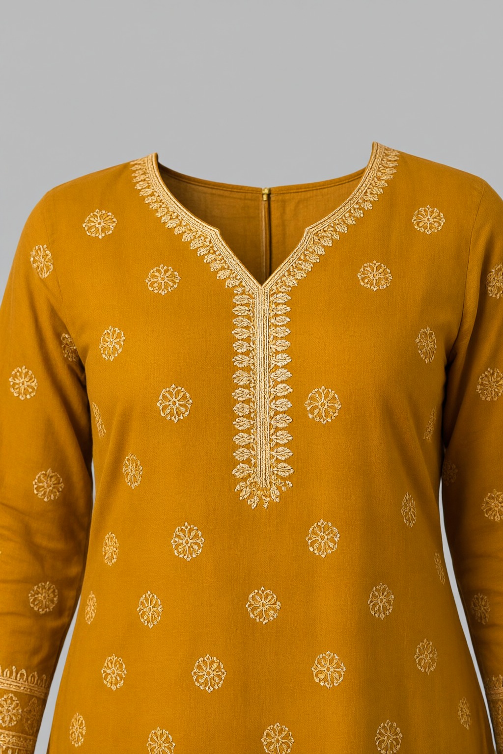Women's Cotton 3 Pc Patiala Suit Set Mustard – Printed — view 3