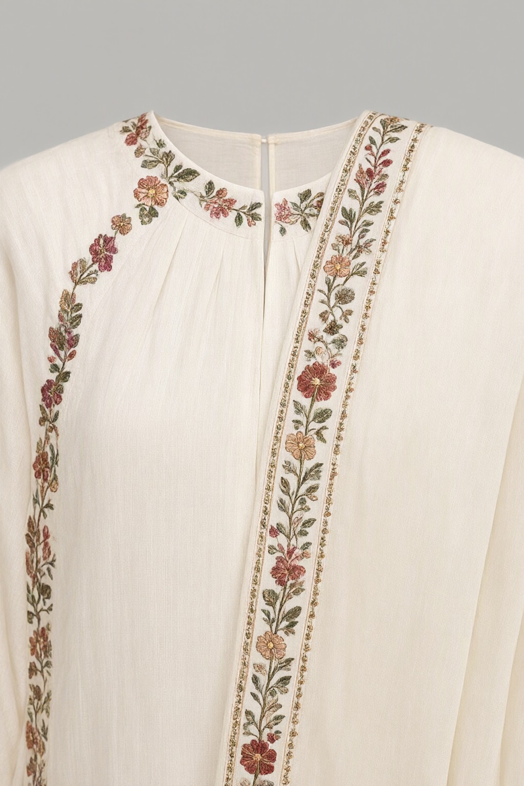 Women's Cotton 3 Pc Suit Set Off-White – Embroidered — view 3