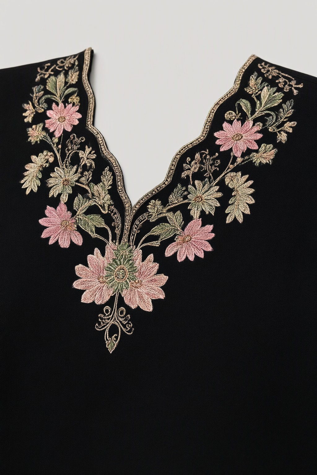 Women's Cotton Embroidered Co-ord Set Black – Hem Embroidery — view 3