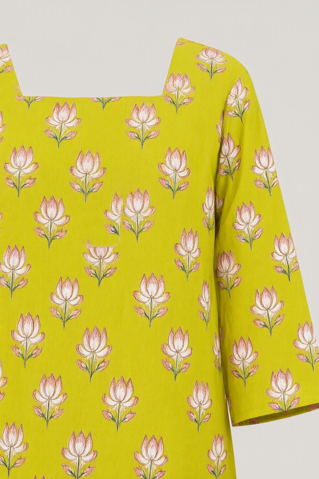 Women's Cotton Back Dori Short Top Lime Yellow – Buti Print — view 4