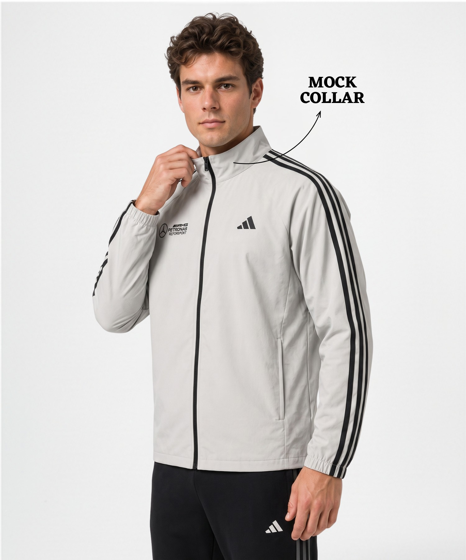 Men's Premium Imported Ns Terry Lycra Sports Jacket with 3Strips Design | Without Inner Lining | 180-190 GSM | Regular Fit — view 6