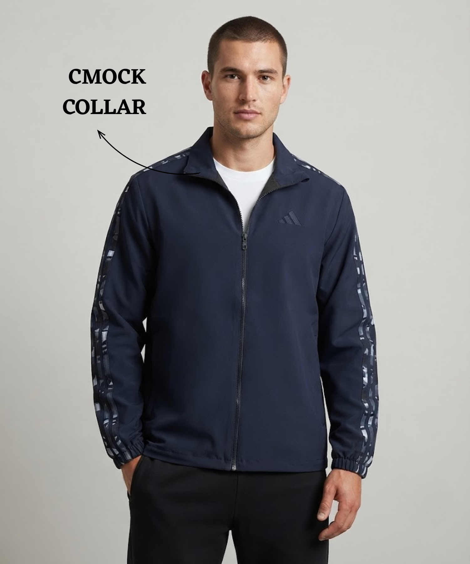 Men's Premium Imported Ns Terry Lycra Sports Jacket with Camouflage Style 3 Strips Design | With Inner Lining | 180-190 GSM | Regular Fit — view 2