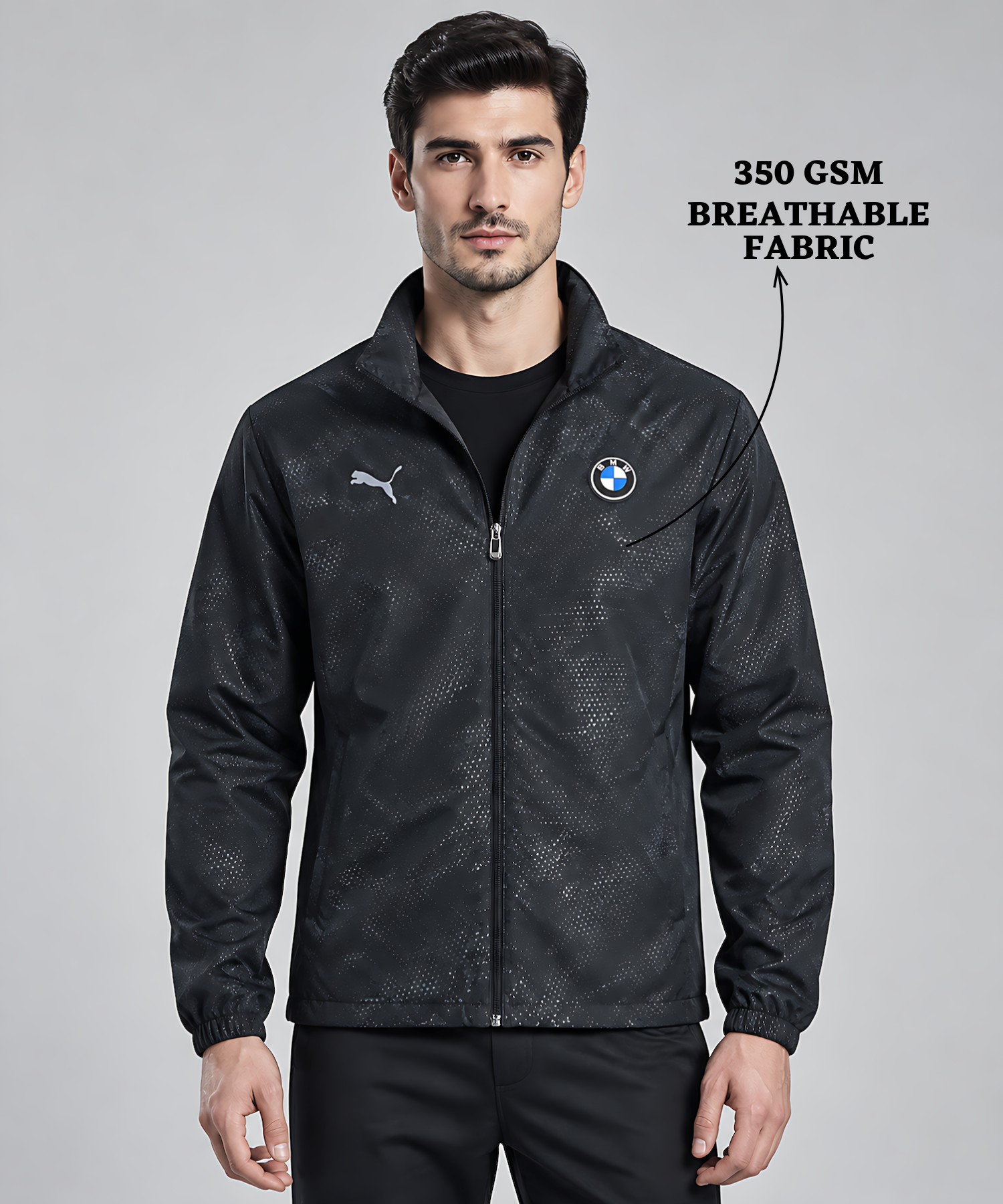 Imported Premium Quality TPU Embossed Windcheater With Inner Lining | Dual Branding Logo | GSM 350 | Regular Fit — view 2
