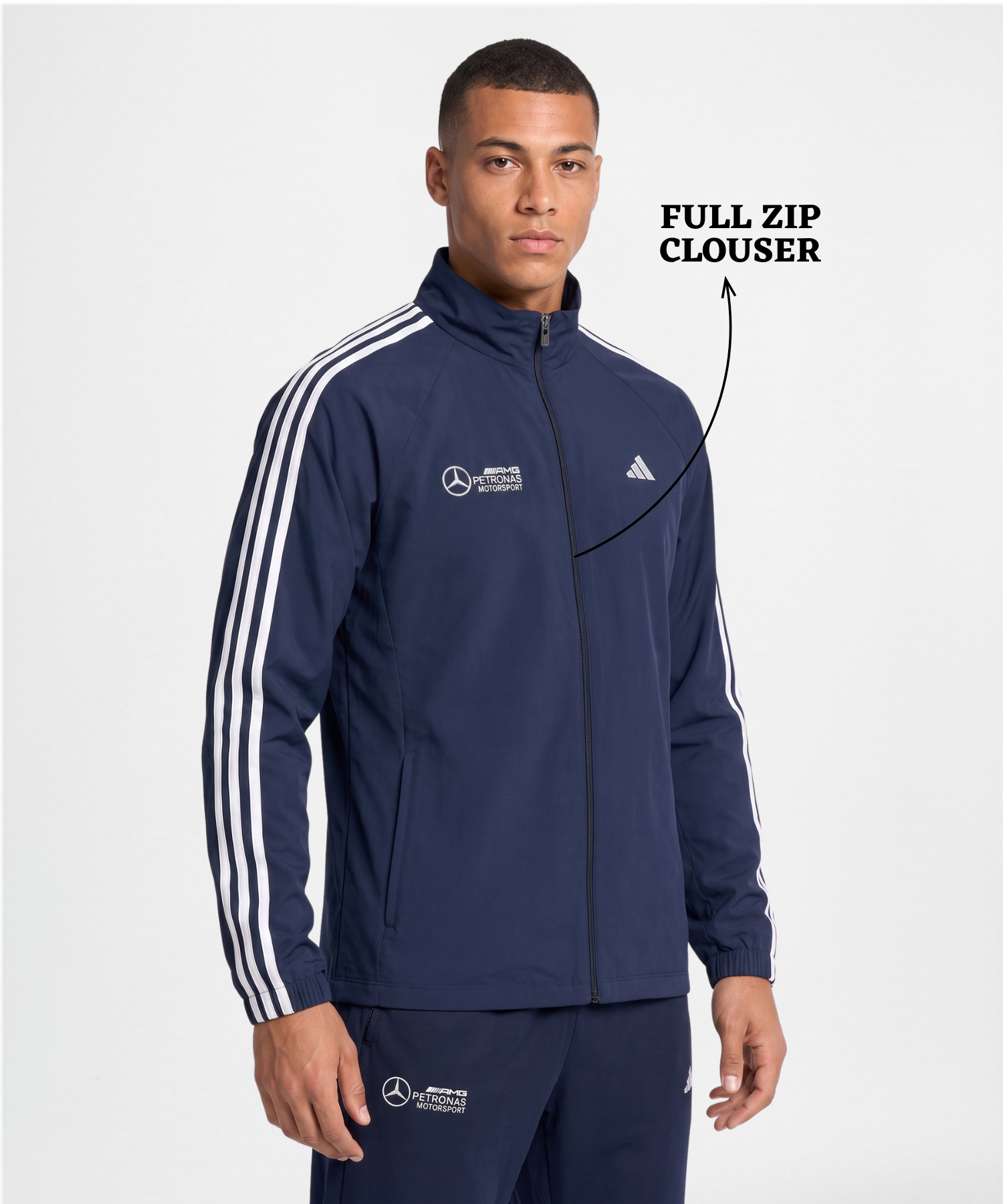 Men's Premium Imported Ns Terry Lycra Sports Jacket with 3Strips Design | Without Inner Lining | 180-190 GSM | Regular Fit — view 4