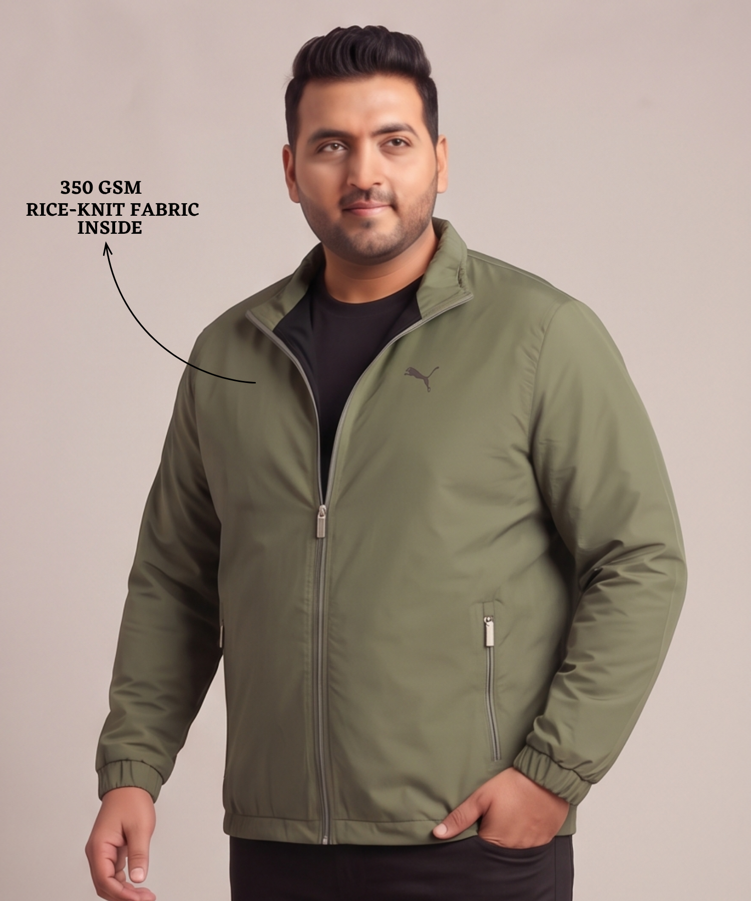 Imported Premium Feather Touch Windcheater Jackets With Inner Linning | Plus Size | 350 gsm | Regular Fit — view 2