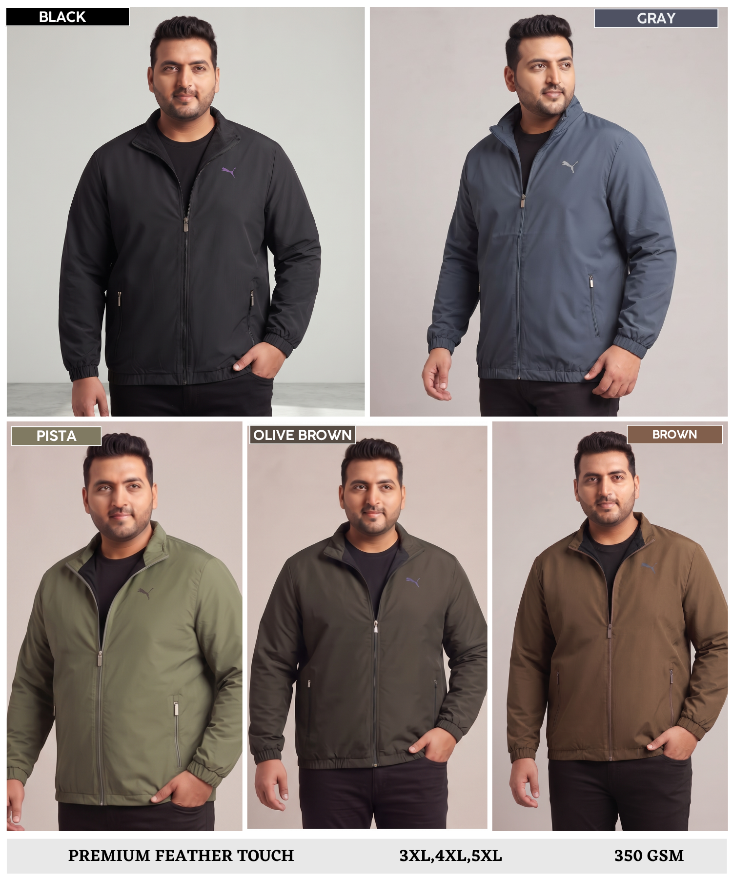 Imported Premium Feather Touch Windcheater Jackets With Inner Linning | Plus Size | 350 gsm | Regular Fit — view 8