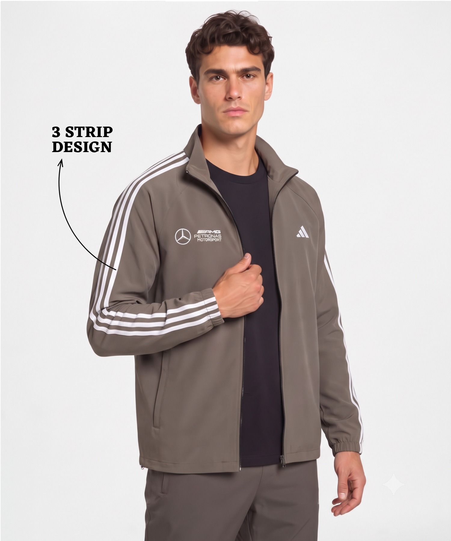 Men's Premium Imported Ns Terry Lycra Sports Jacket with 3Strips Design | Without Inner Lining | 180-190 GSM | Regular Fit — view 7