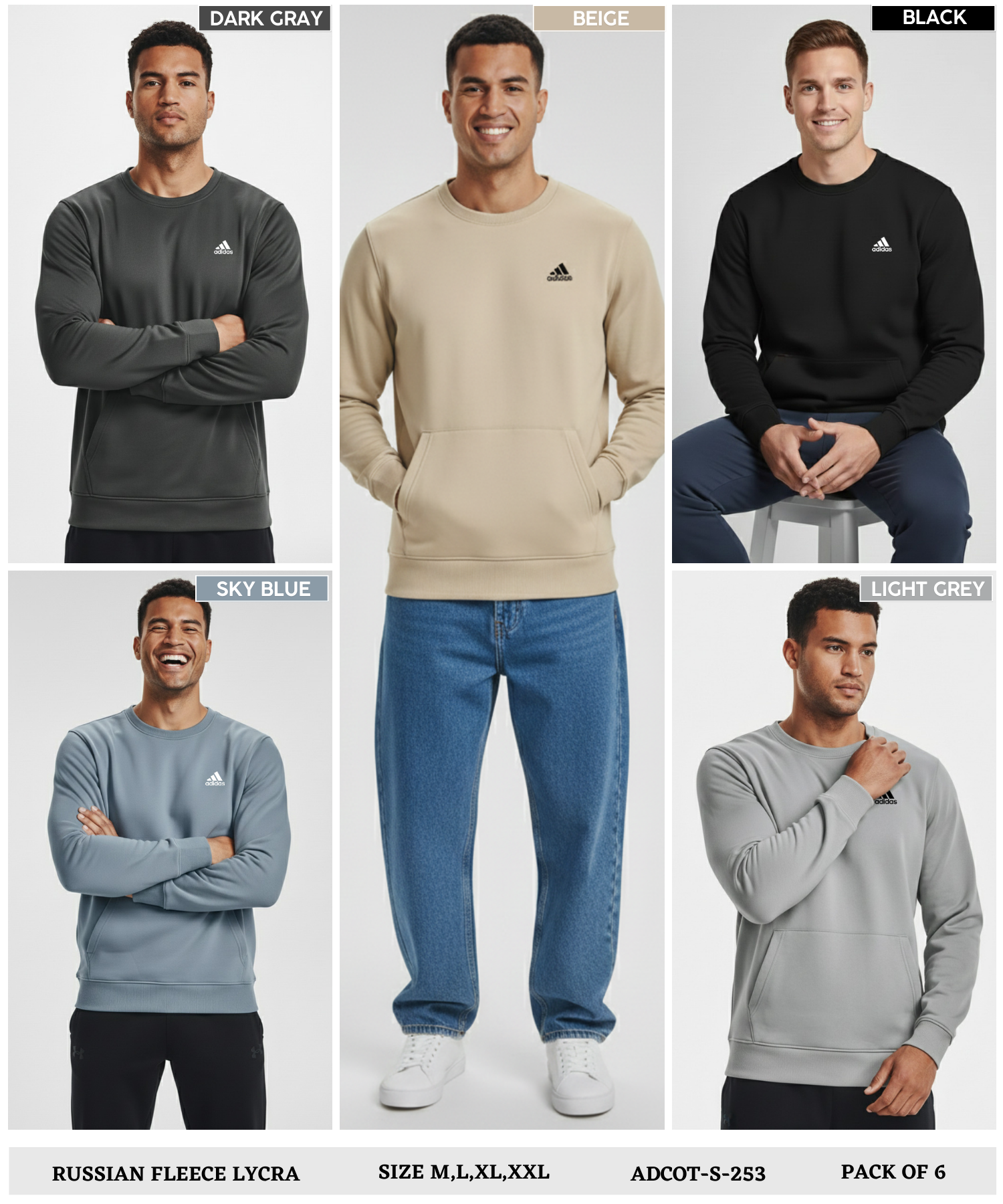 Imported Russian Fleece Lycra SweatShirts (GSM 350) — view 7