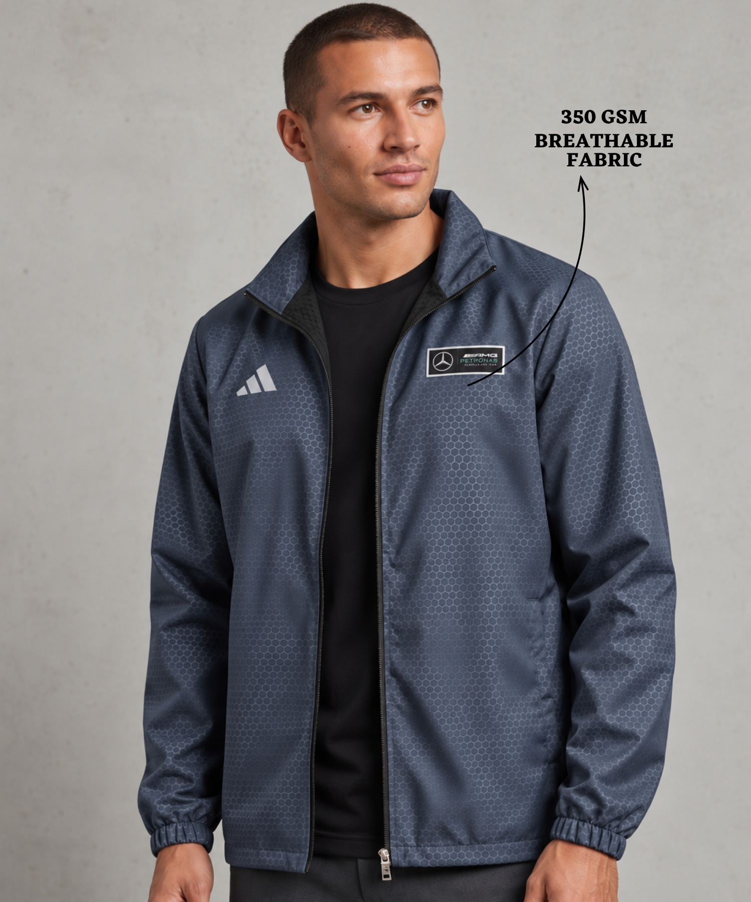 Imported Premium Quality TPU Embossed Windcheater With Inner Lining | Dual Branding Logo | GSM 350 | Regular Fit — view 2