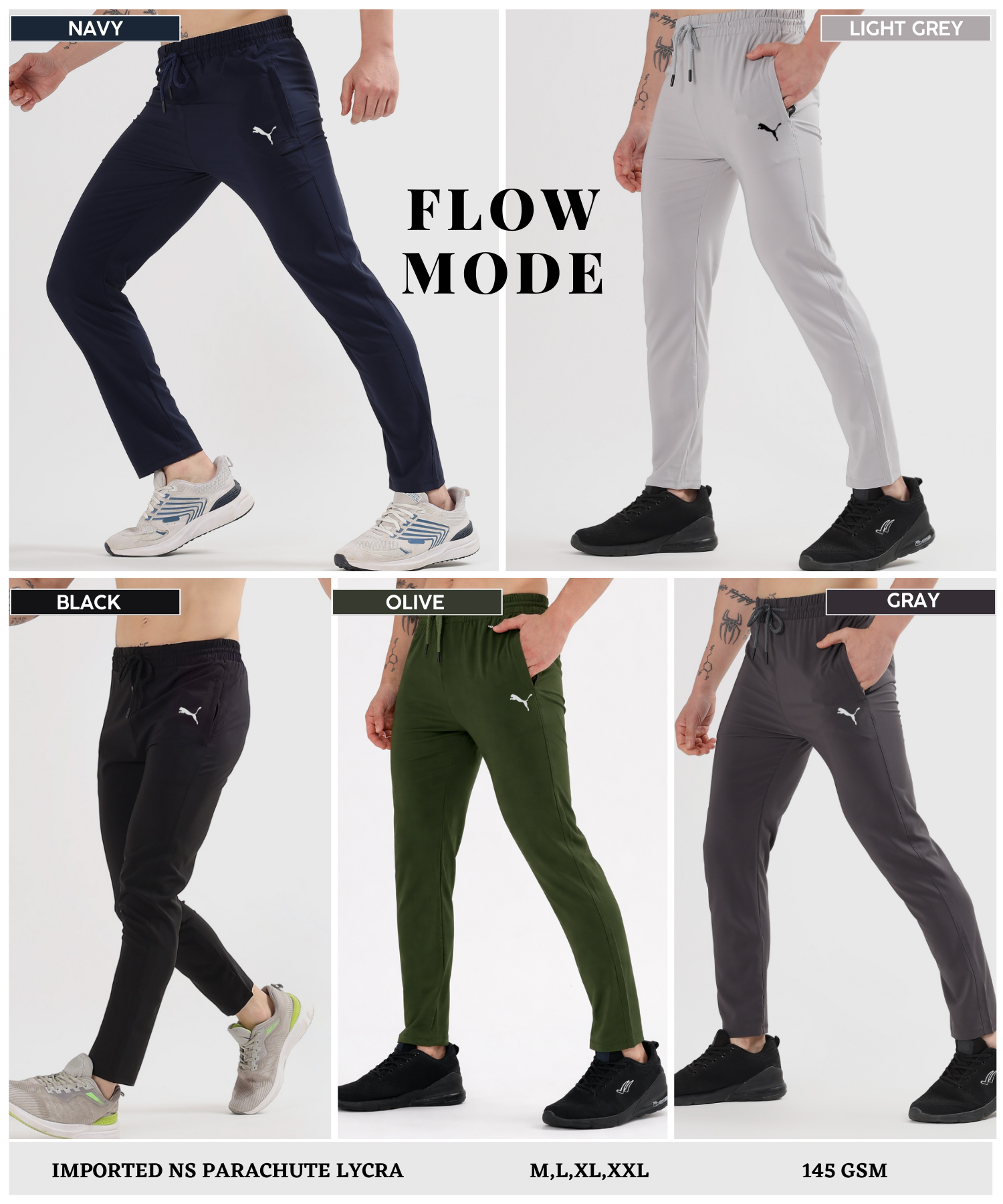 Imported Ns Parachute Lycra Trackpants (15% Lycra 145 GSM) — view 8