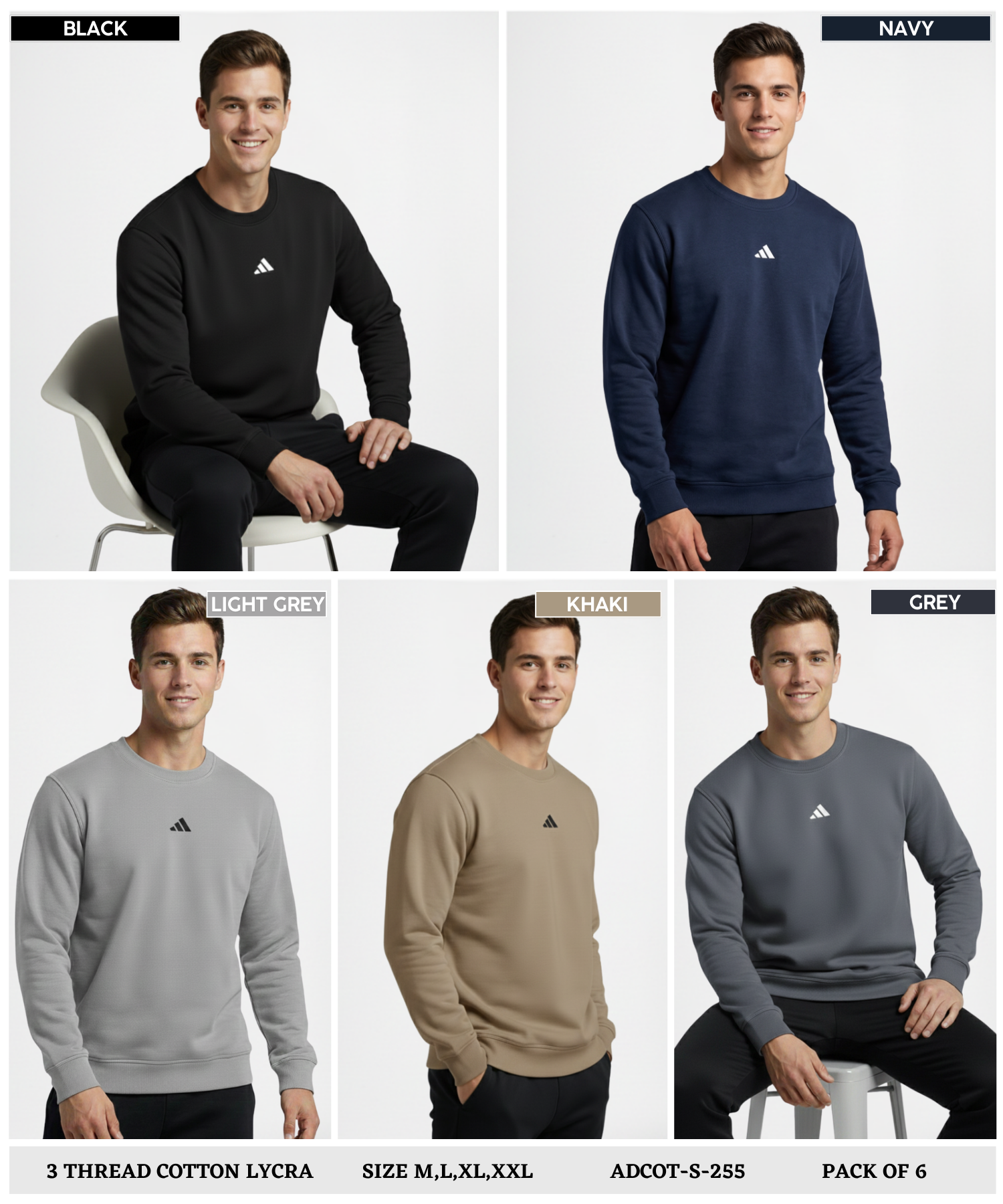 Premium Quality 3 Thread Cotton Lycra Sweatshirt (GSM 350) — view 7